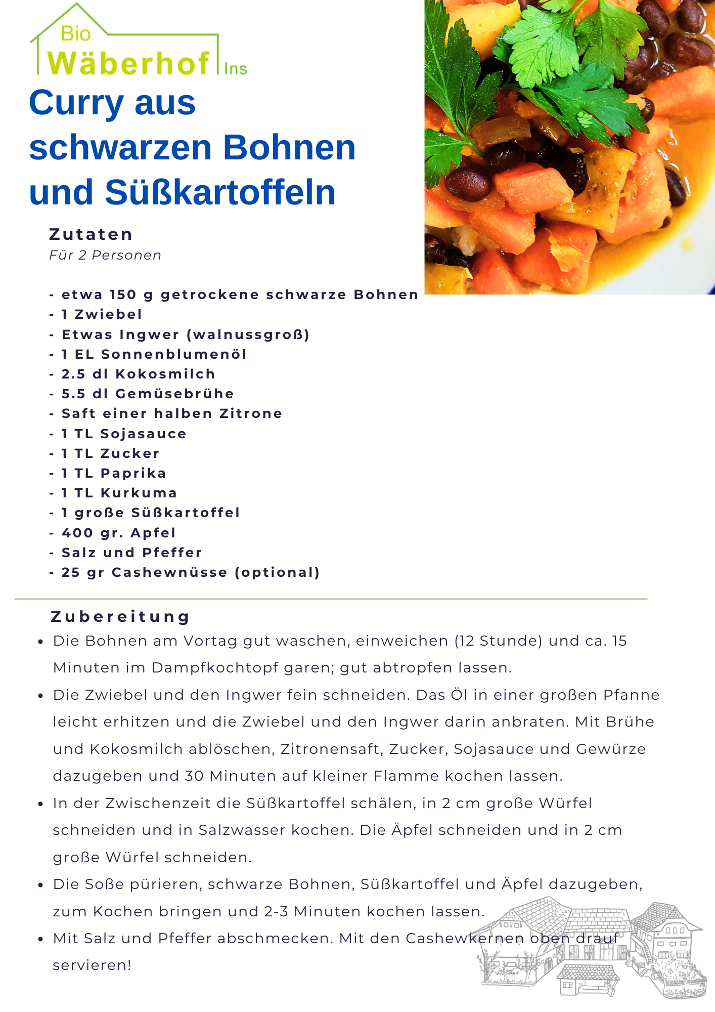 Schwarze bohnen curry mit Suesskartoffeln