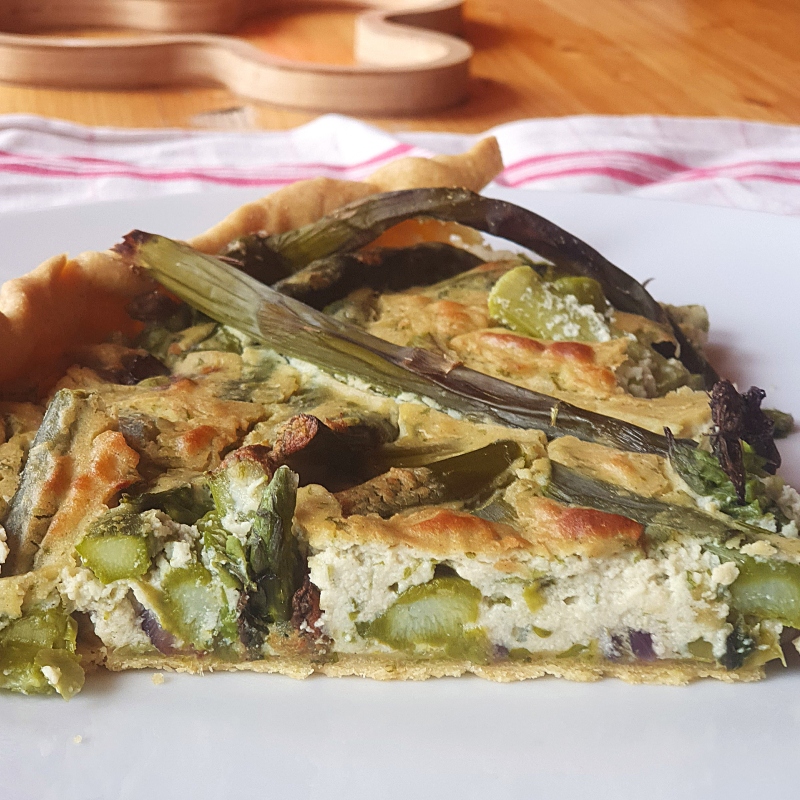 Quiche asperges, tofu et petits pois